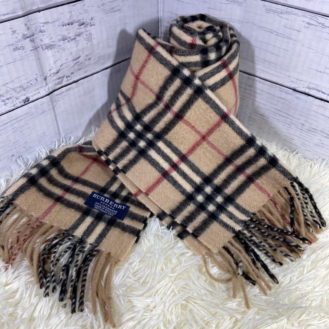 【BURBERRY】バーバリー ノバチェック マフラー カシミヤ100% 英国製