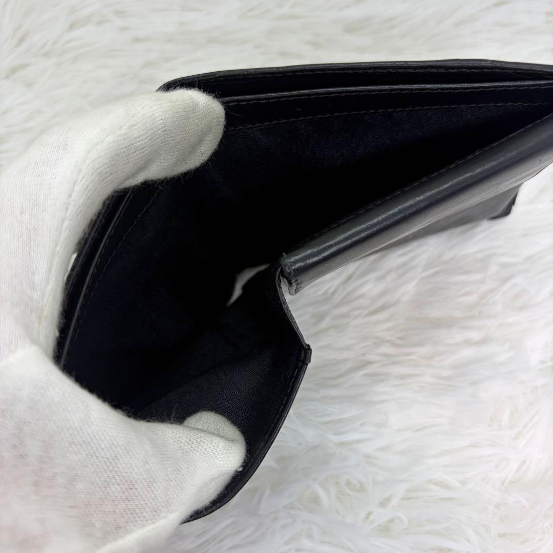 ロエベ　二つ折り　折り財布　アナグラム　パズル　リピート　リネン　レザー　紺色