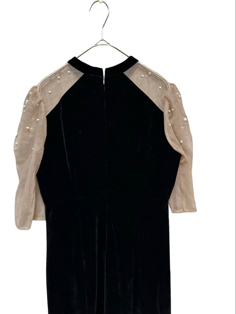 rico レジャパール装飾 ロングドレス シアースリーブ結婚式パーティー