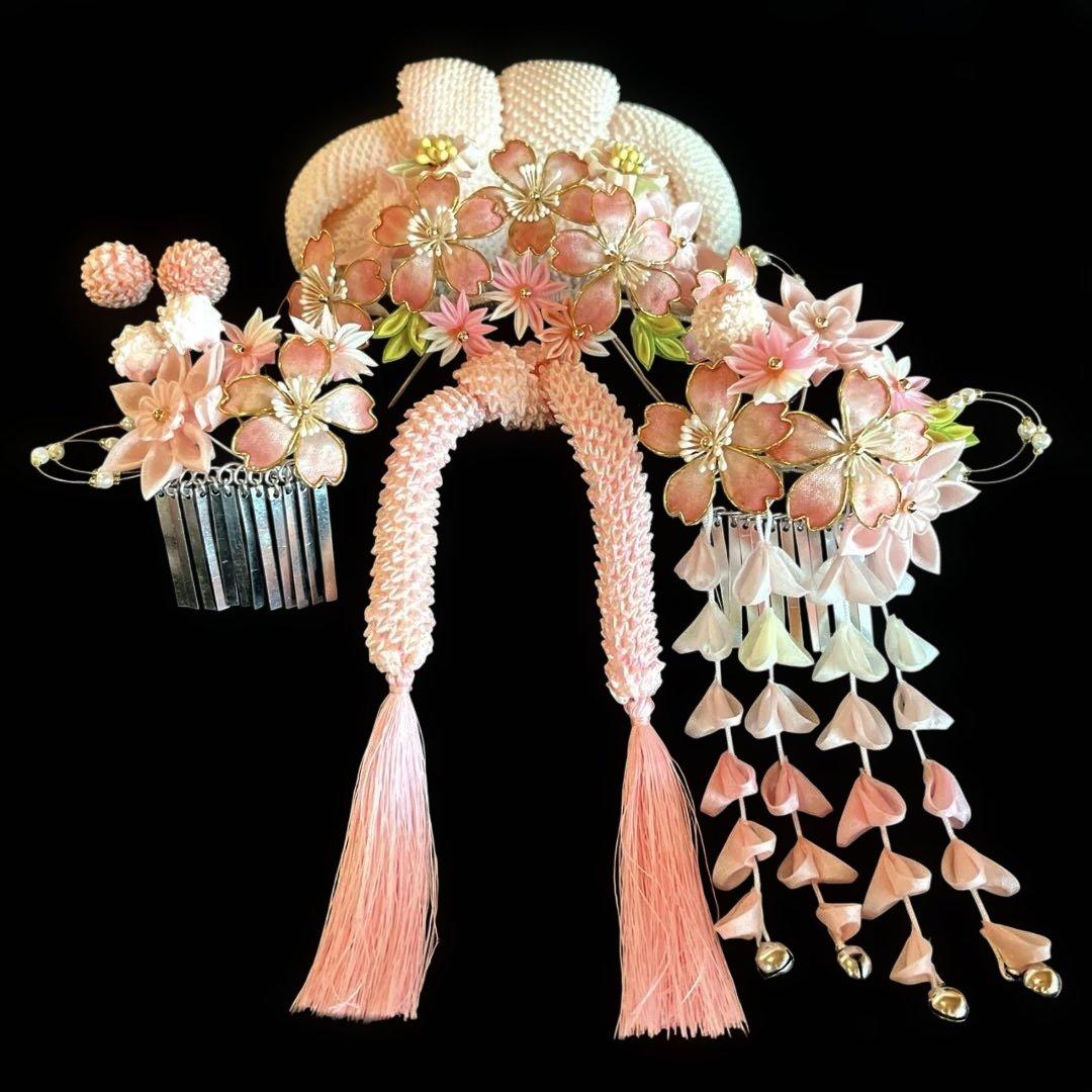 ニャンピー 勝山髪飾り 七五三 7歳 (ピンク)