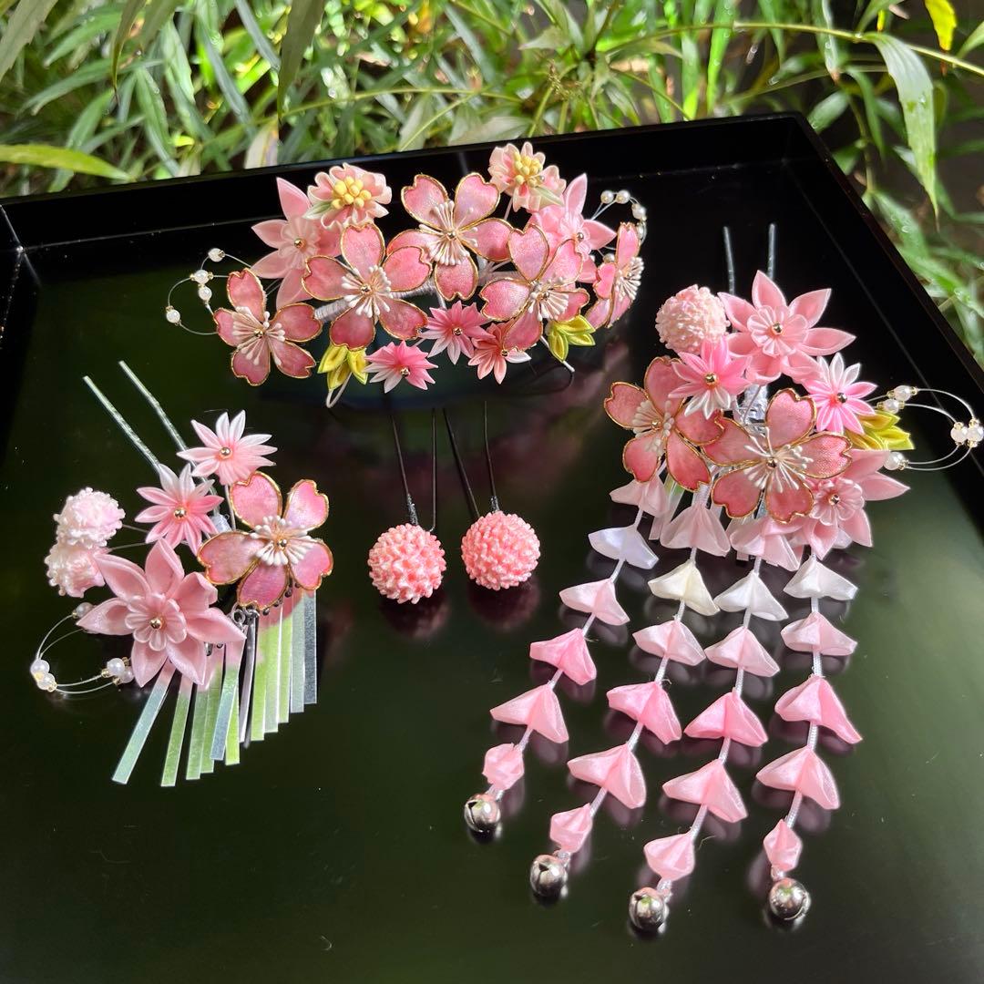 ニャンピー 勝山髪飾り 七五三 7歳 (ピンク)