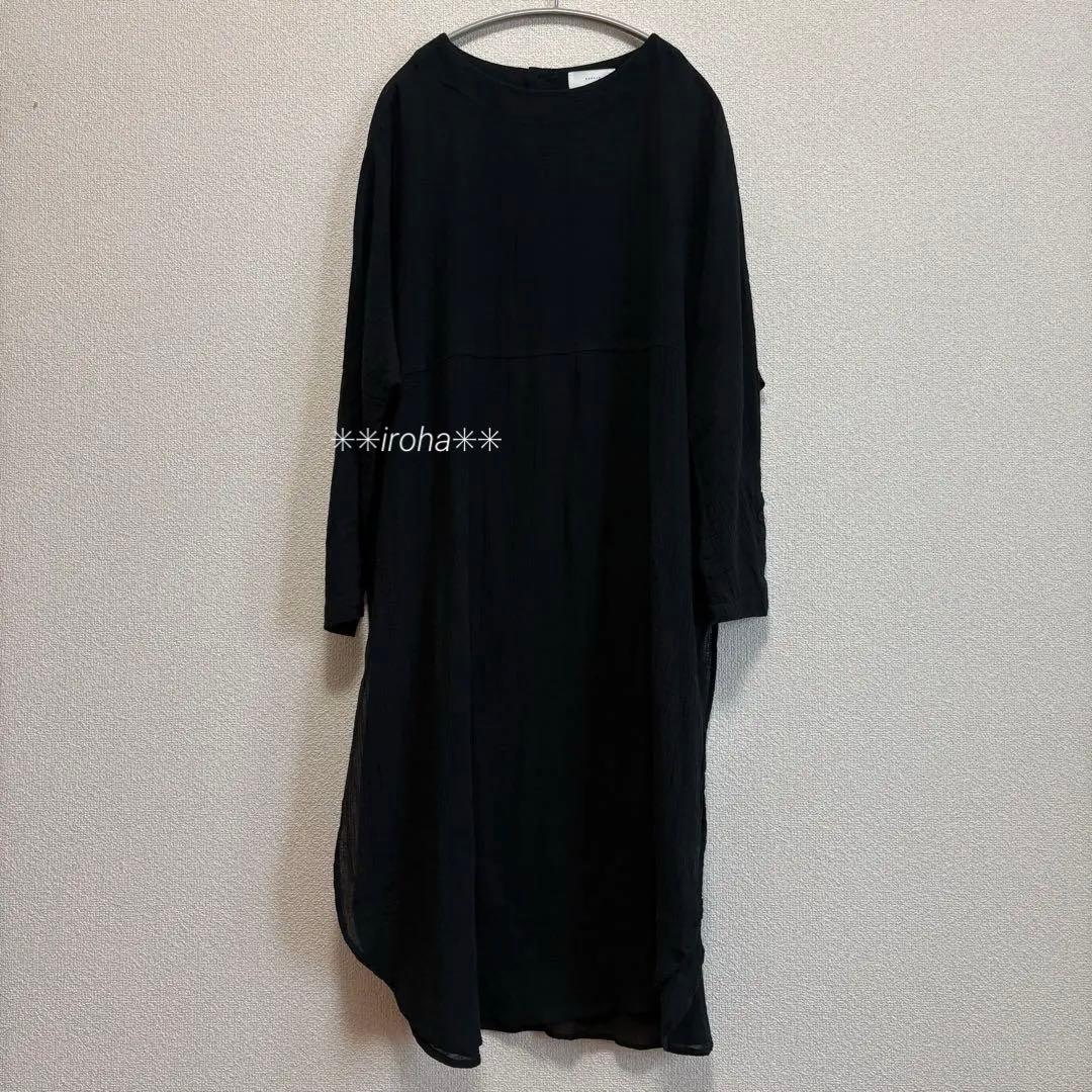 かぐれ　ガーゼロングチュニック　ブラック