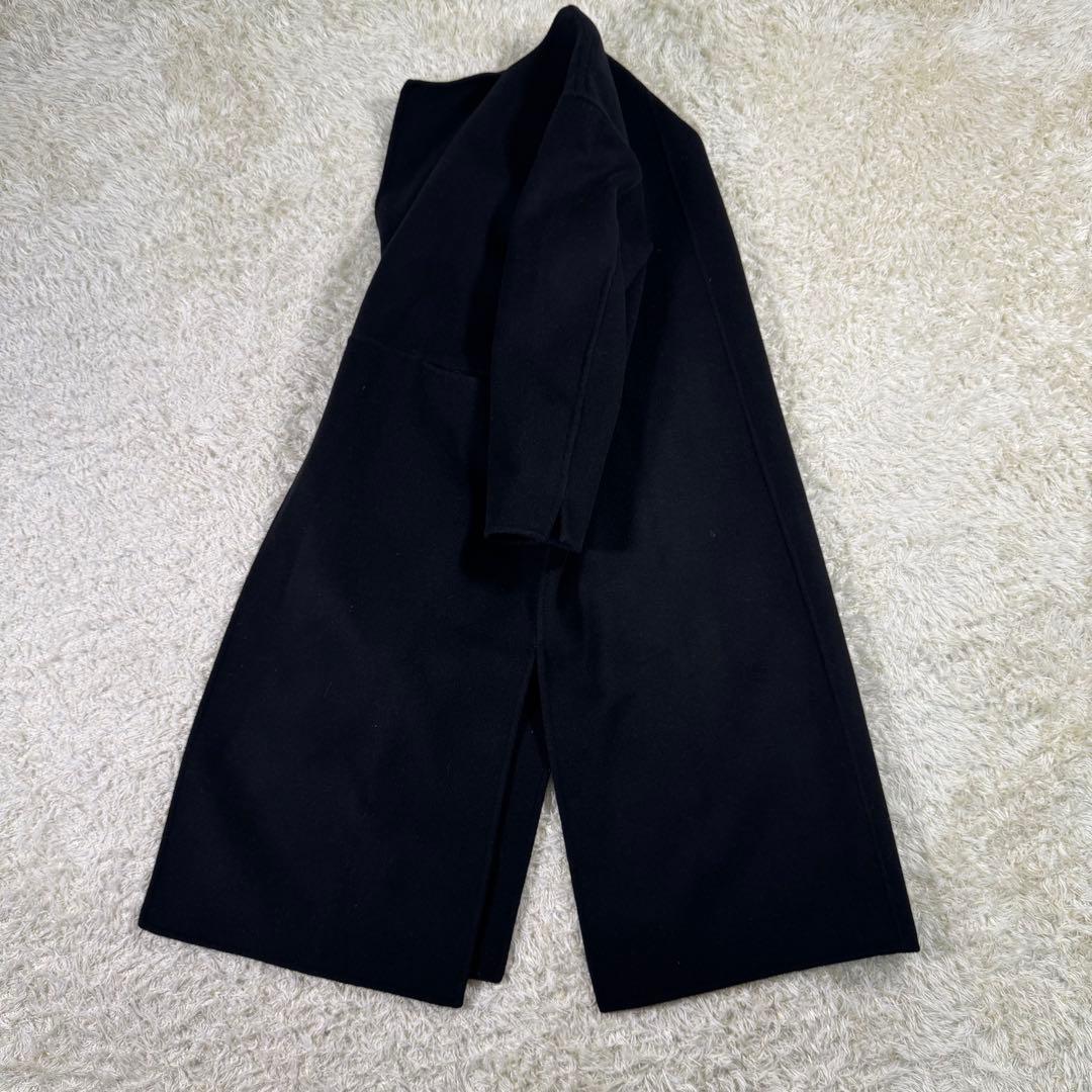 【極美品】ドゥーズィエムクラス　ビクトリアリバーロングノーカラーコート　黒　36