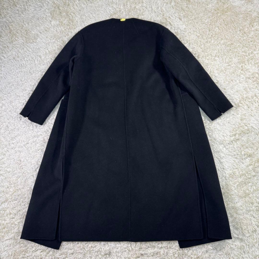 【極美品】ドゥーズィエムクラス　ビクトリアリバーロングノーカラーコート　黒　36