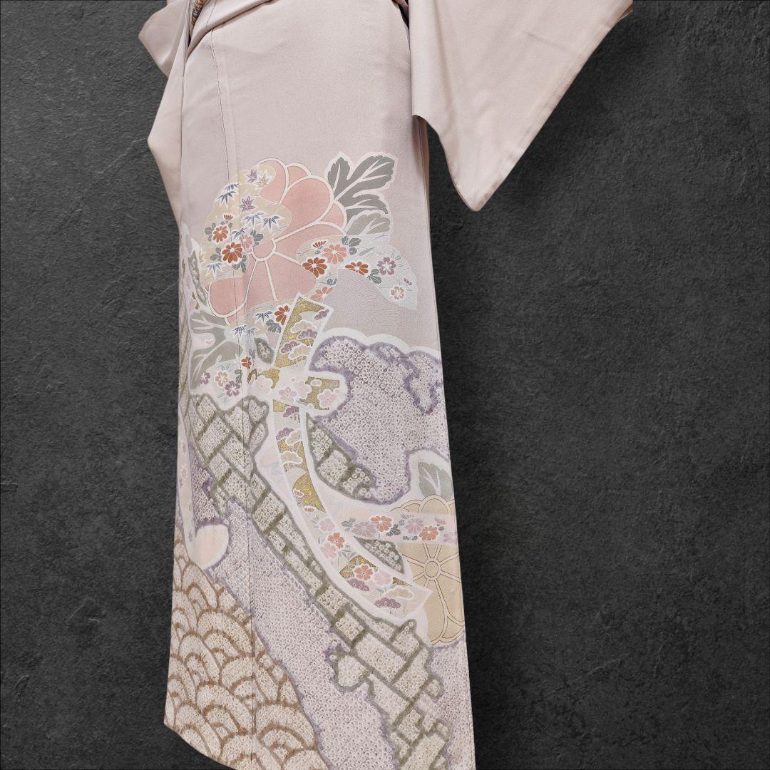 ❰6542❱ フルセット　色留袖　松竹梅　絞り　袋帯　帯締め　帯揚げ　正絹　着物