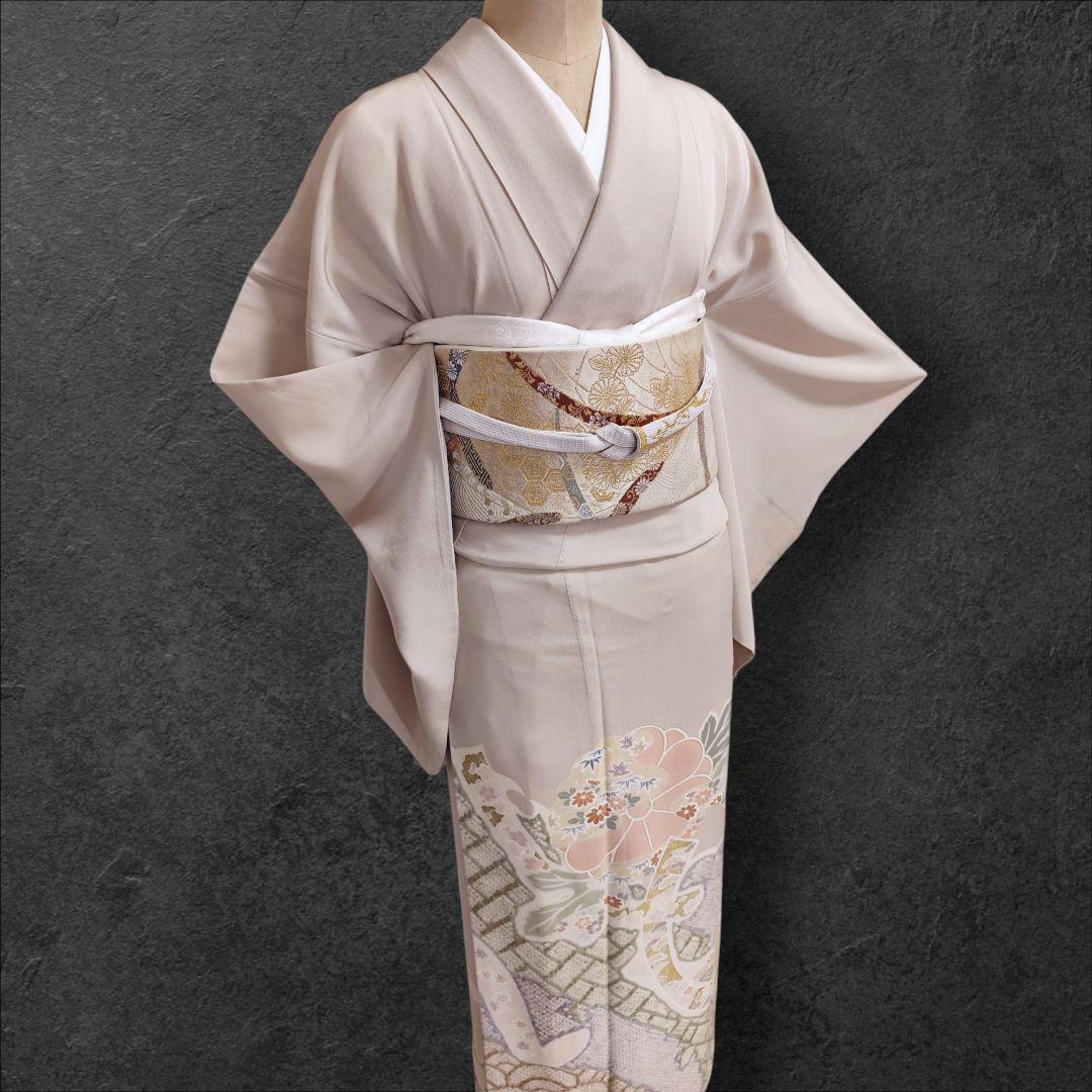 ❰6542❱ フルセット　色留袖　松竹梅　絞り　袋帯　帯締め　帯揚げ　正絹　着物