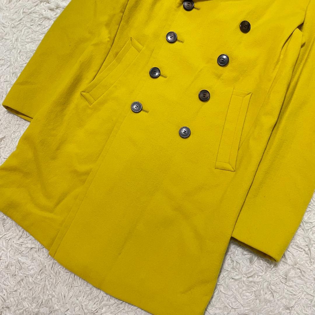 美品 ドリスヴァンノッテン ダブルチェスターコート イエロー ウール M-L相当