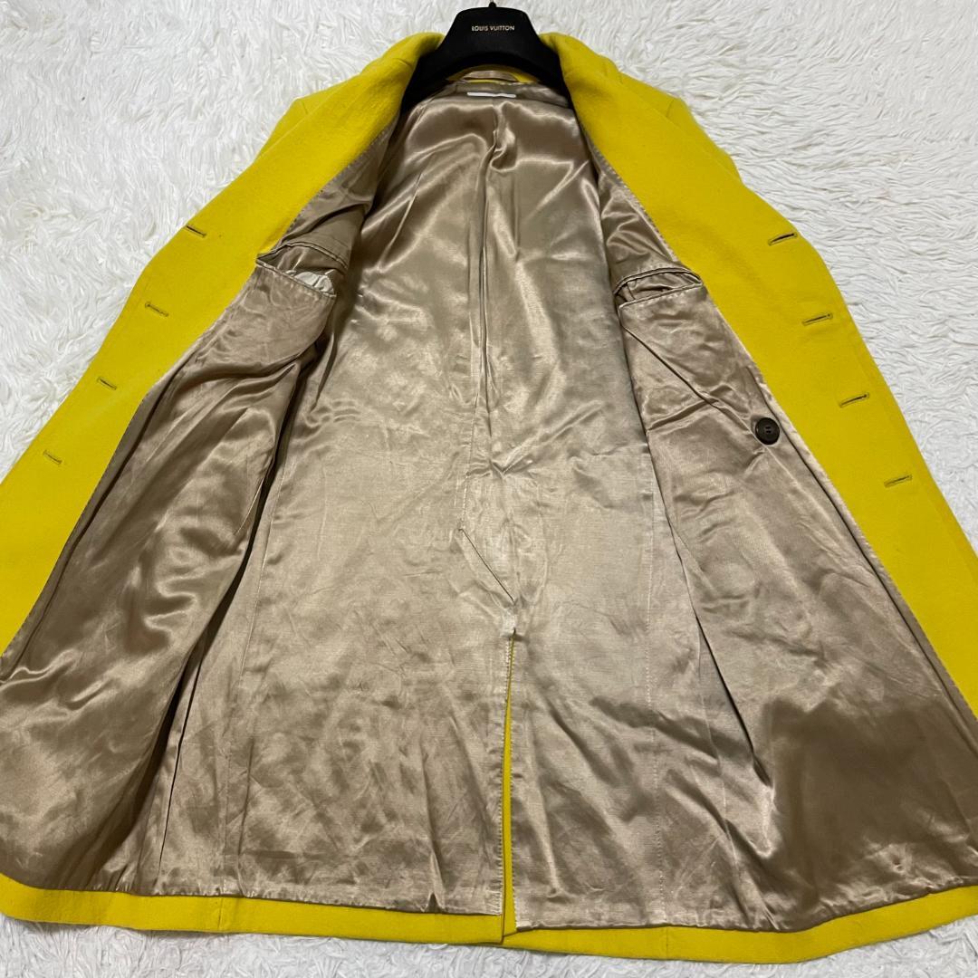 美品 ドリスヴァンノッテン ダブルチェスターコート イエロー ウール M-L相当