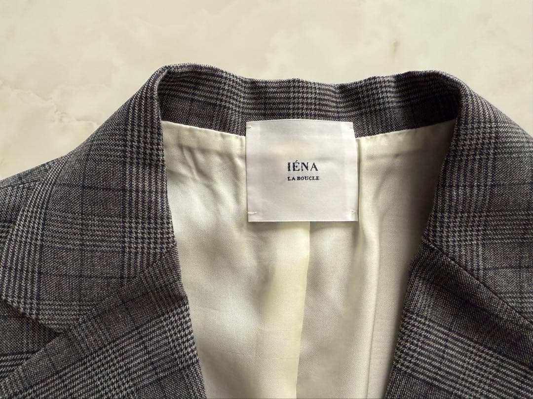 IENA テーラージャケット　グレー　チェック柄 38