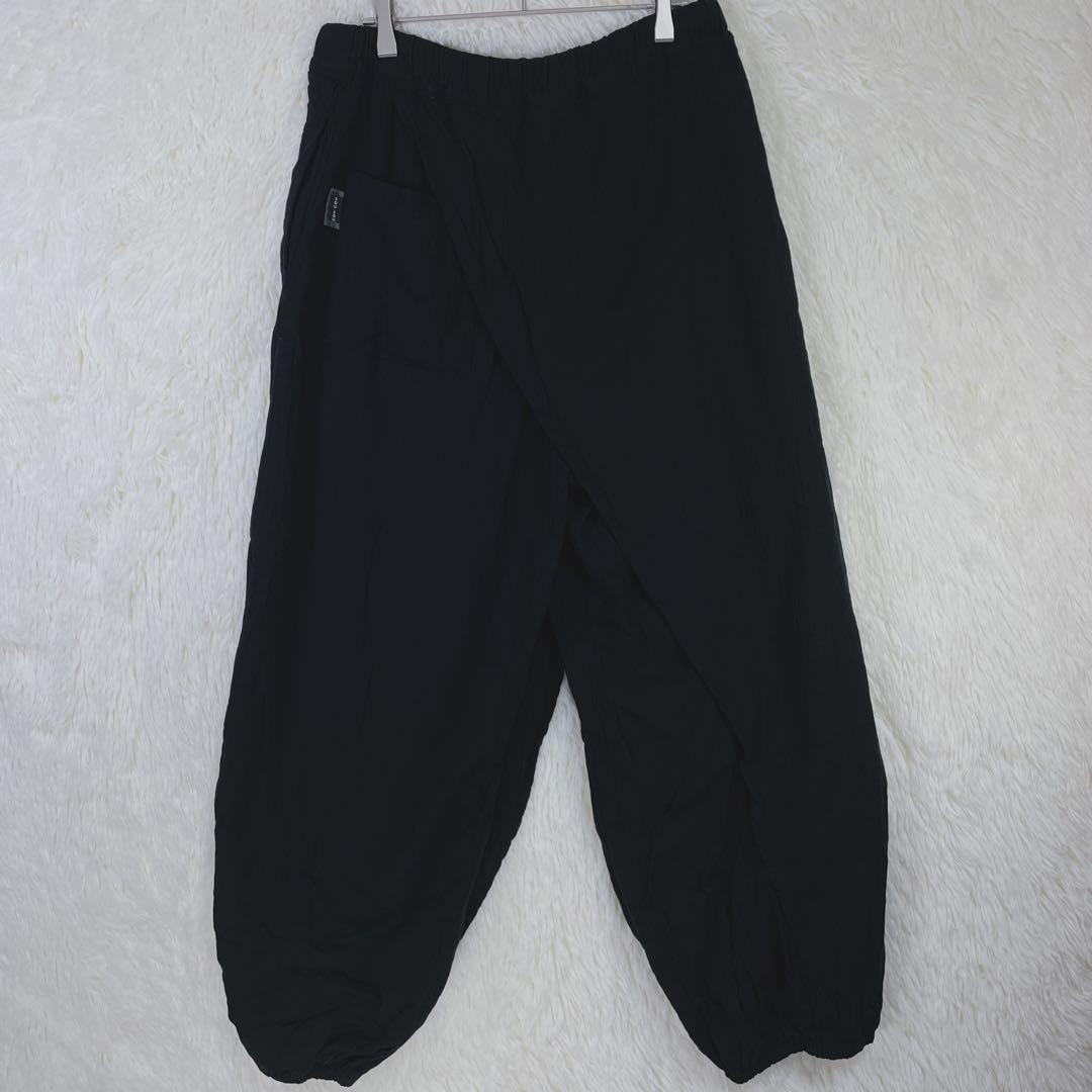 【ソウソウ】ブラック ウエストゴム クロスデザイン 板尾織物 コットン100％