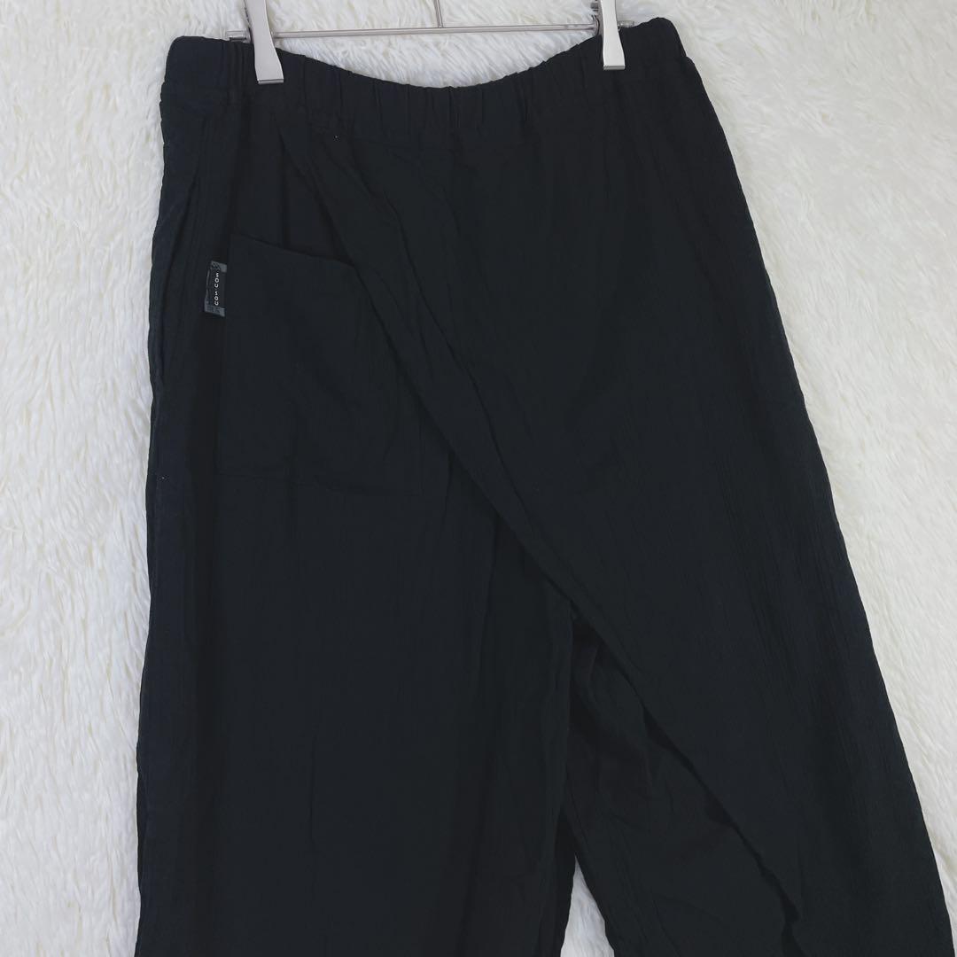 【ソウソウ】ブラック ウエストゴム クロスデザイン 板尾織物 コットン100％