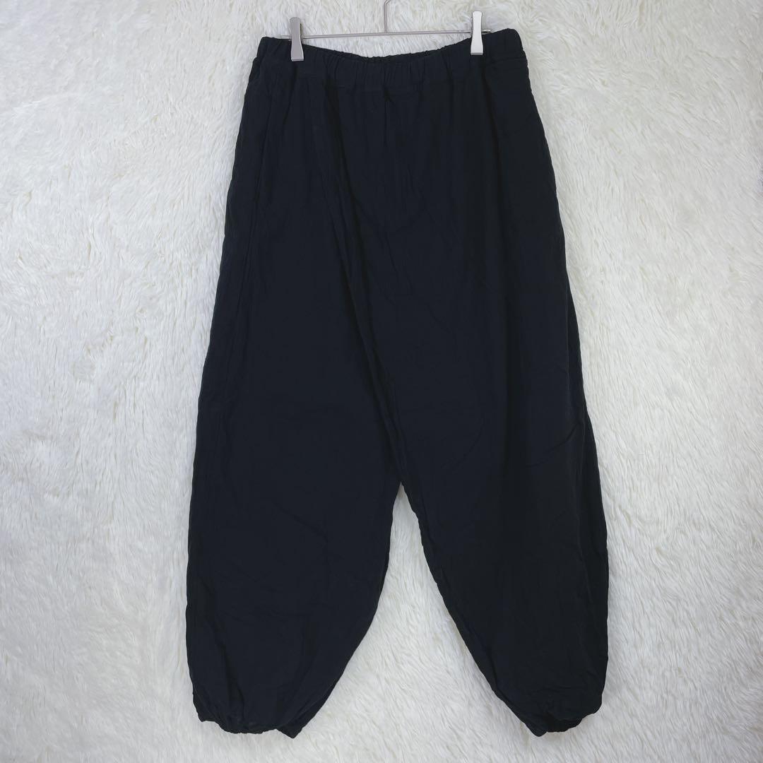 【ソウソウ】ブラック ウエストゴム クロスデザイン 板尾織物 コットン100％