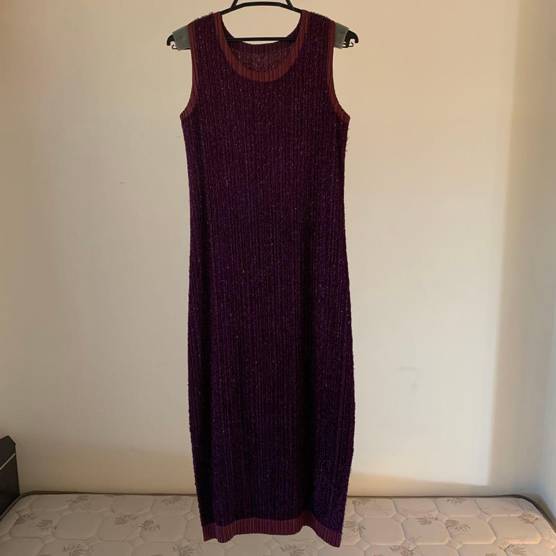 PLEATS PLEASE【極美品】ラメラメ ノースリーブ ロングワンピース