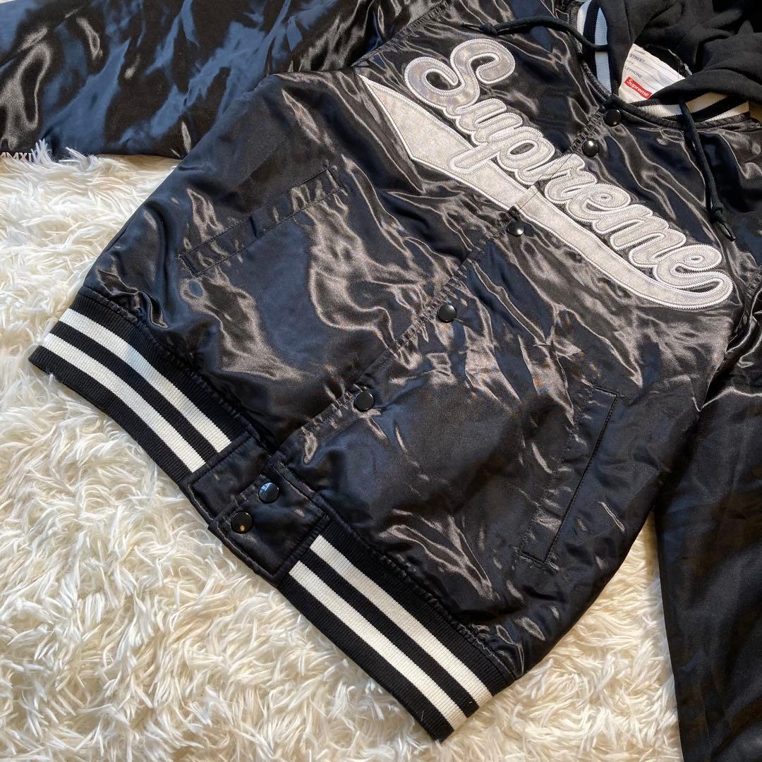 未使用 Supreme Hooded Satin Varsity Jacket