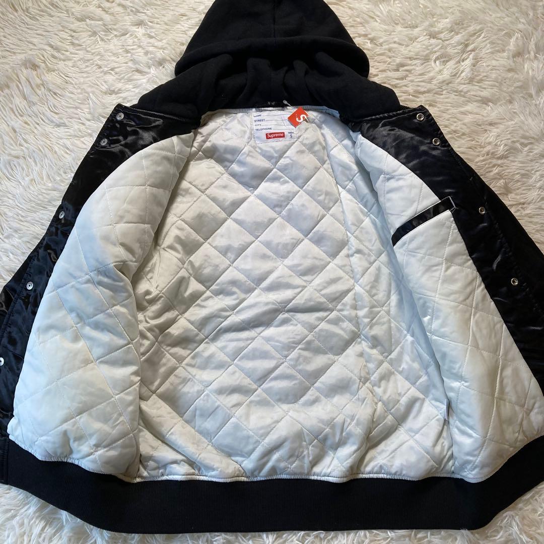 未使用 Supreme Hooded Satin Varsity Jacket