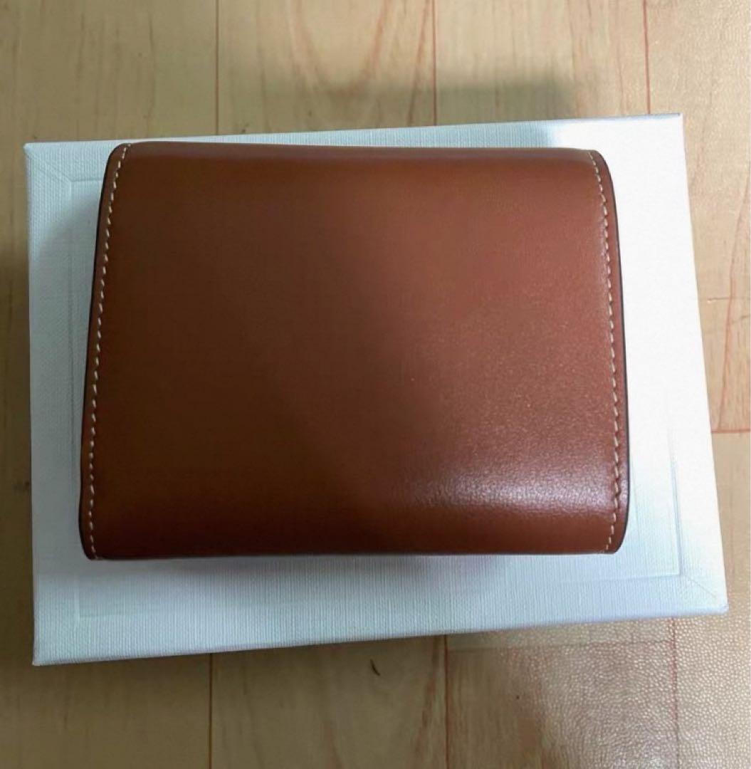 ブラウンレザー 三つ折り財布 ゴールド金具