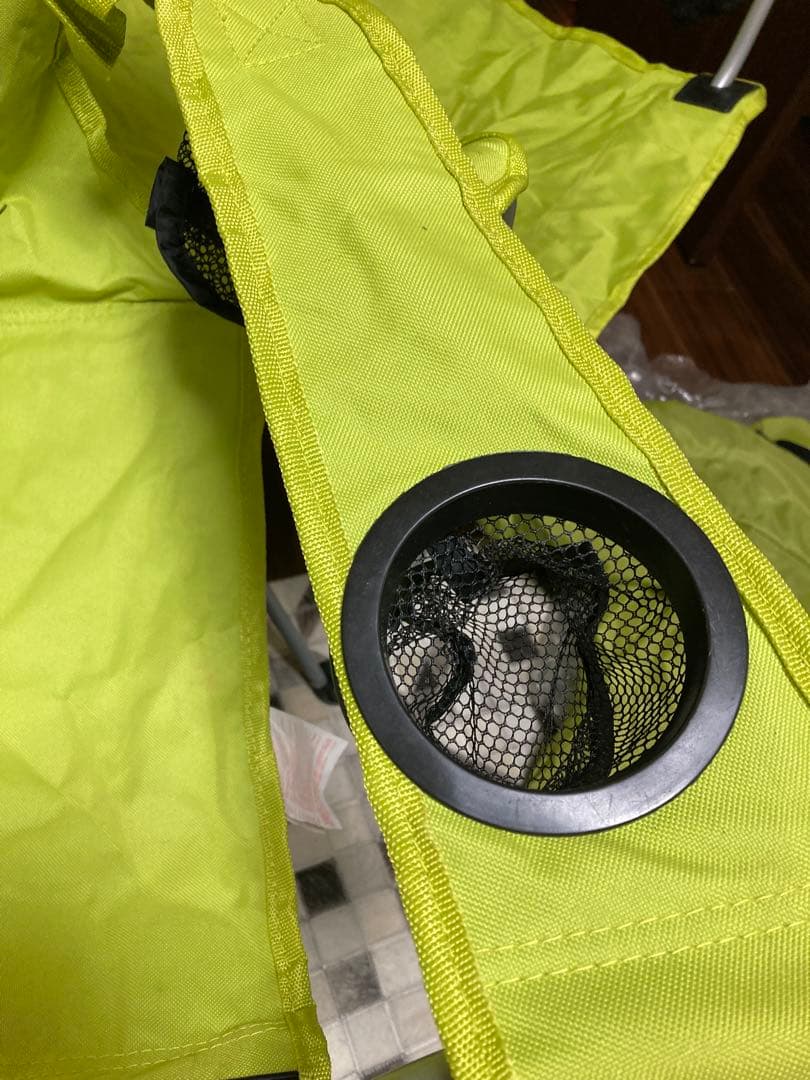 美品✨ロゴス　ライムグリーン 折りたたみチェア 肘掛け付き　4脚