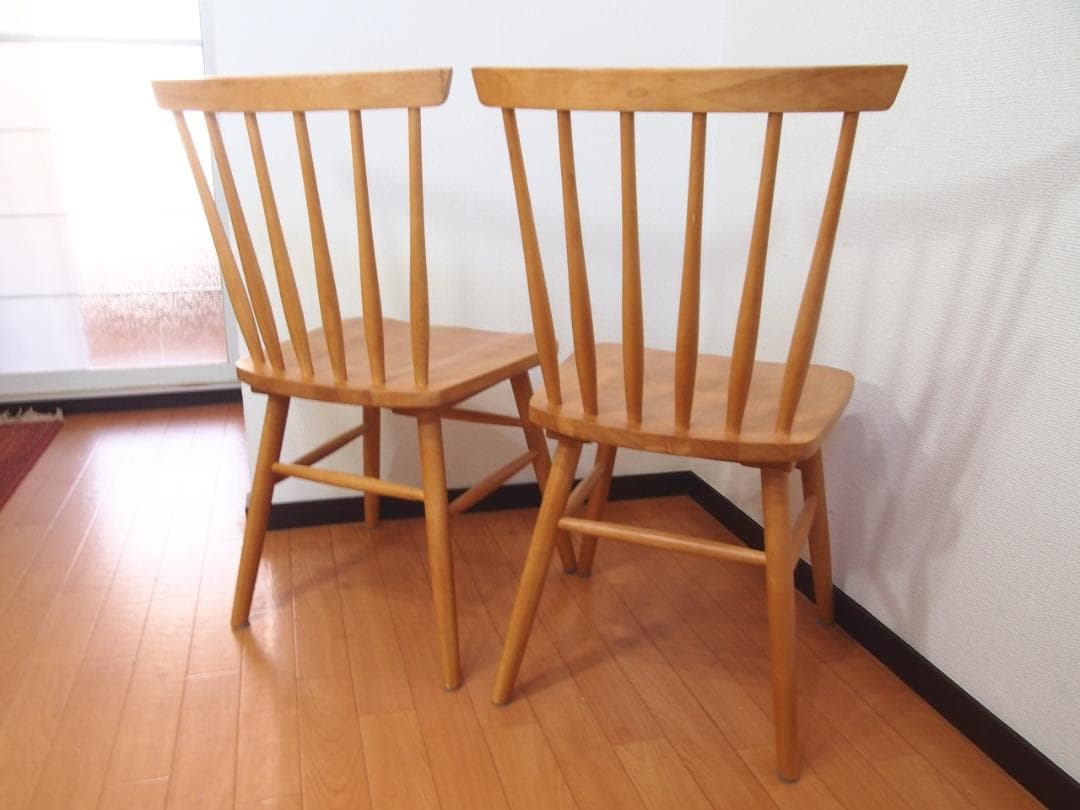 【美品】タンスのゲン ダイニングチェア 2脚 ウィンザーチェア/椅子 ウッド家具