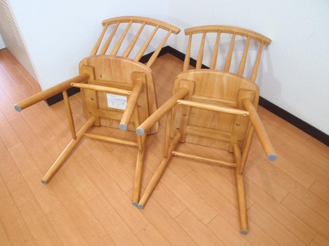【美品】タンスのゲン ダイニングチェア 2脚 ウィンザーチェア/椅子 ウッド家具