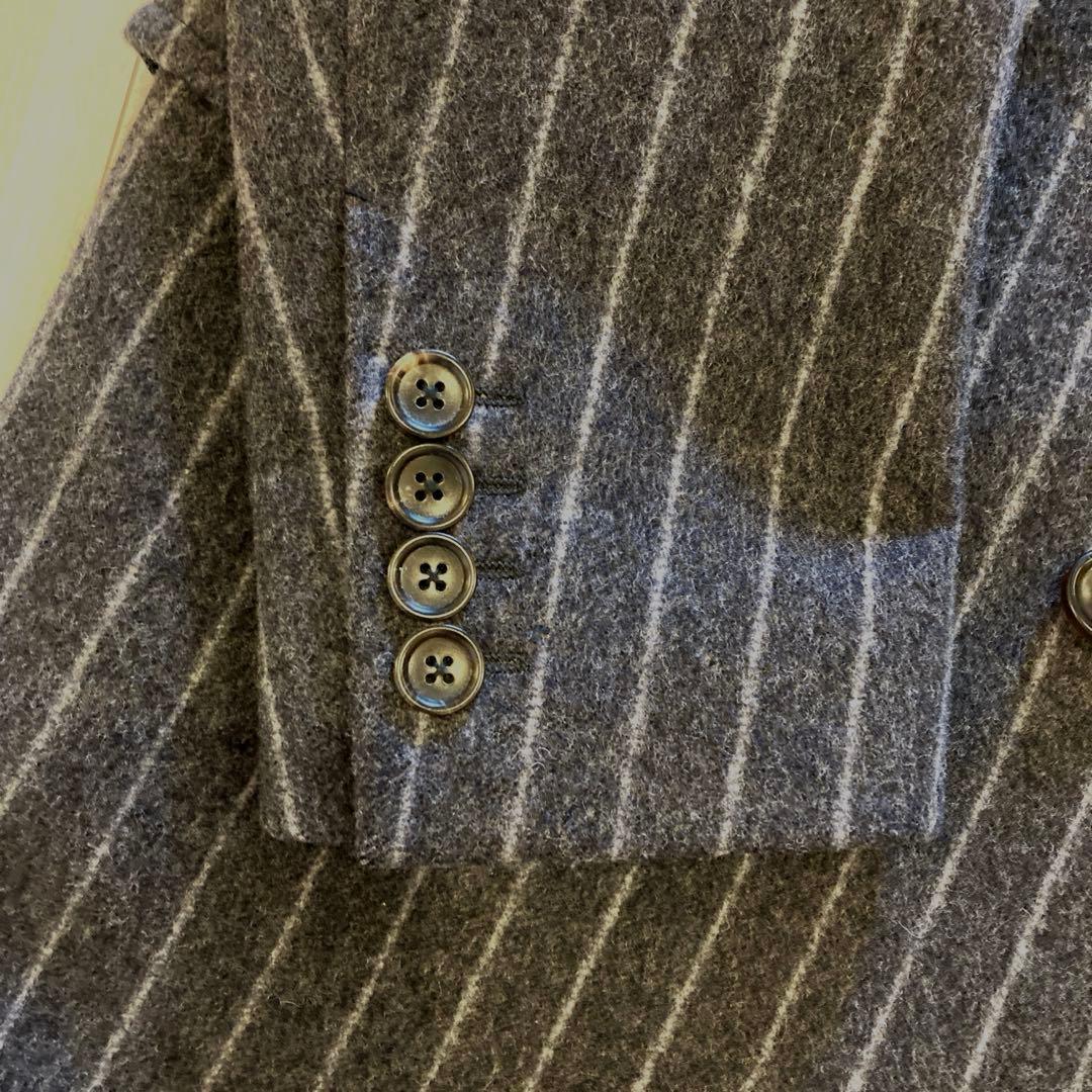 GUCCI メンズ　ストライプ柄 ウール コート　グレー　サイズ50