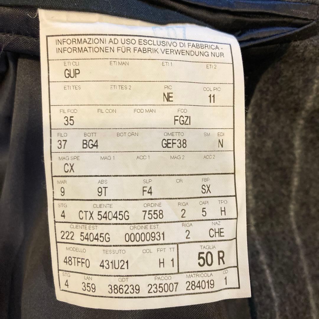 GUCCI メンズ　ストライプ柄 ウール コート　グレー　サイズ50