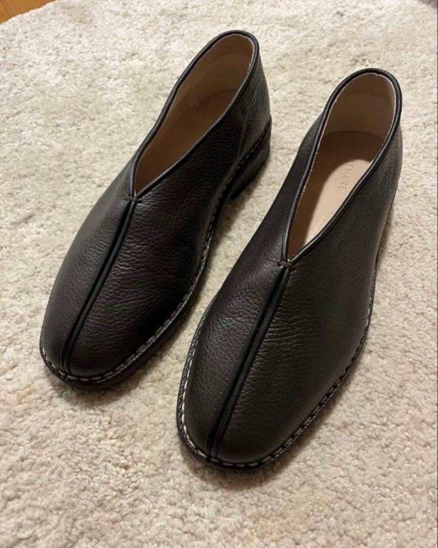 靴 lemaire piped crepe slippers darkbrown40