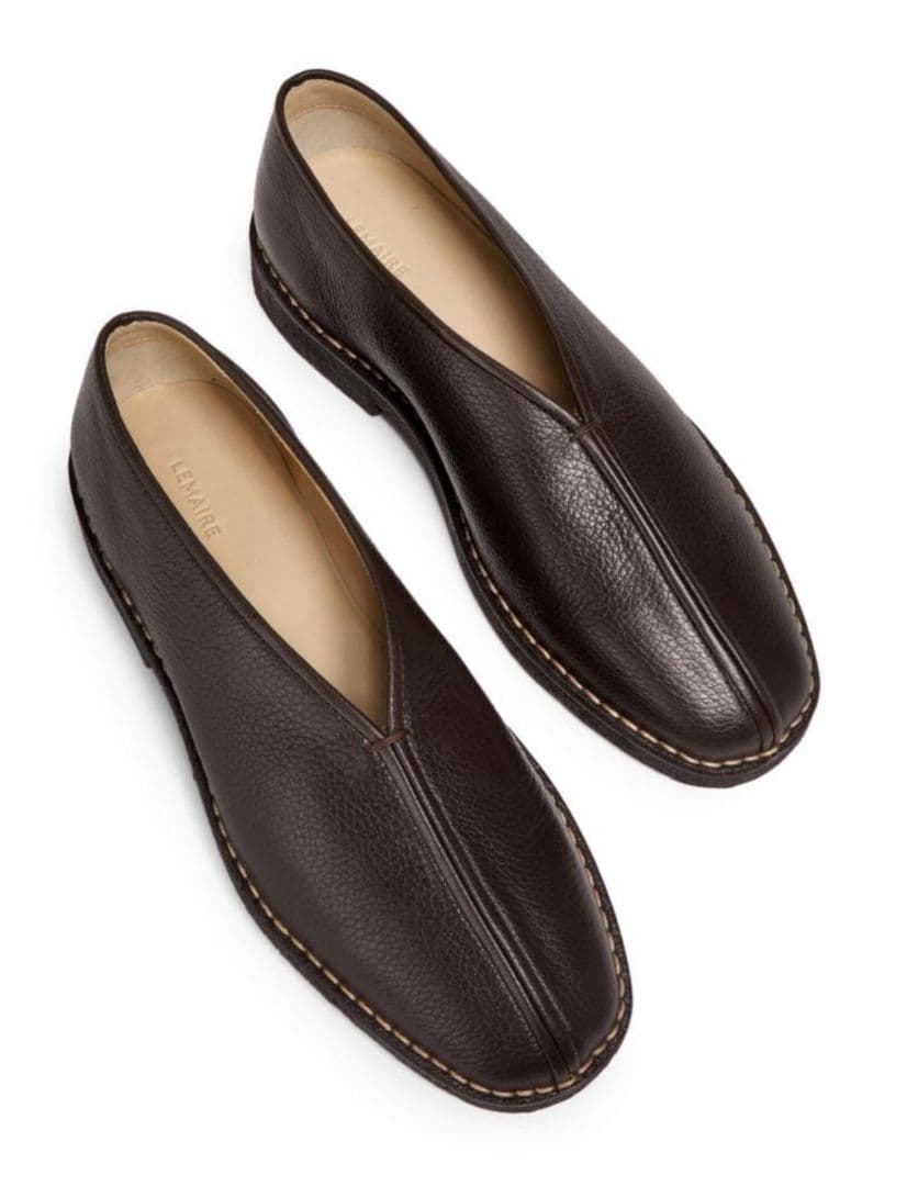 靴 lemaire piped crepe slippers darkbrown40