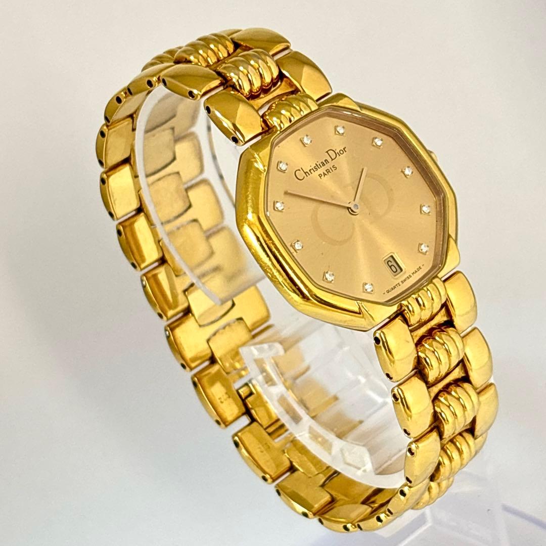 【新品電池 稼動】Dior 11P ダイヤ レディース時計 クォーツ オクタゴン