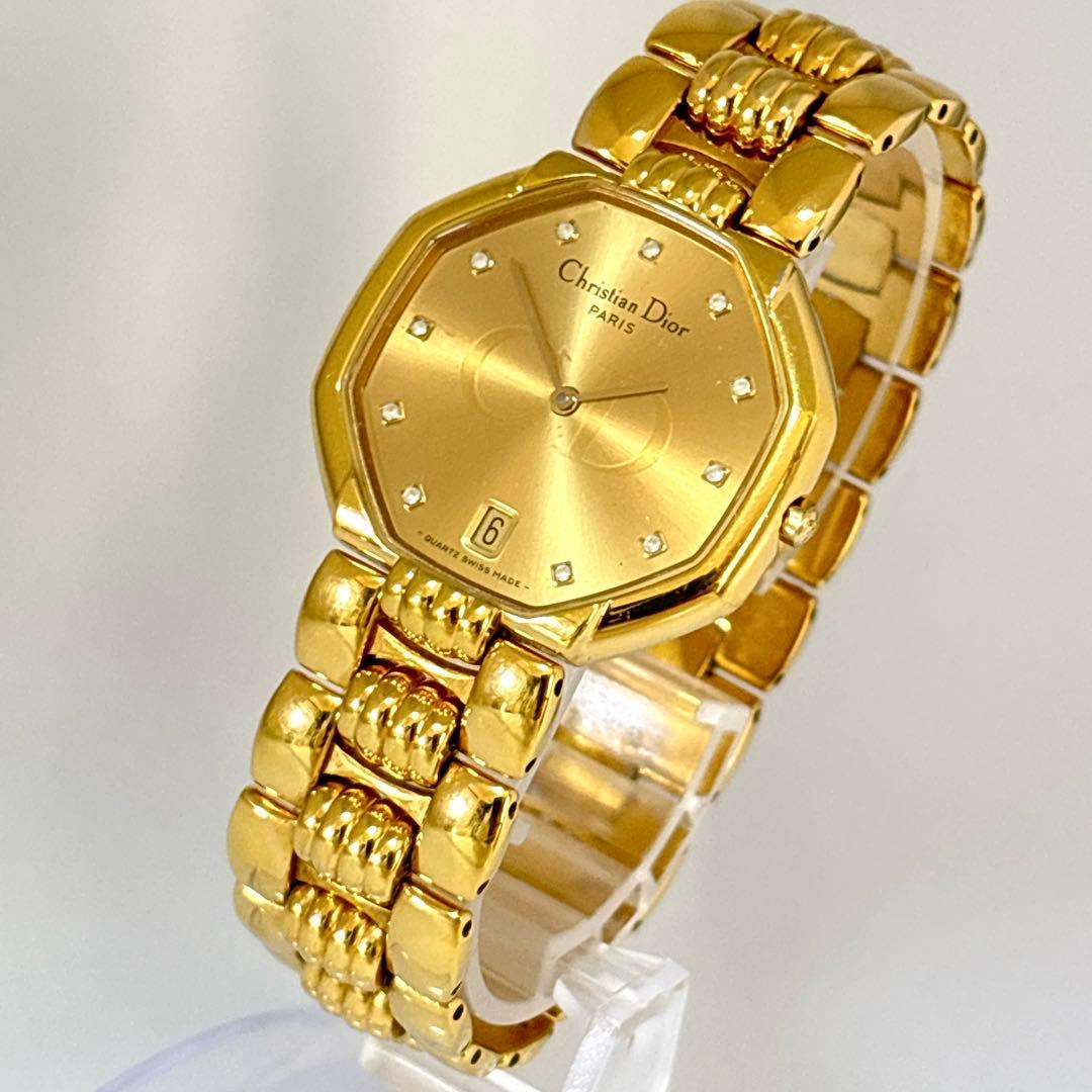【新品電池 稼動】Dior 11P ダイヤ レディース時計 クォーツ オクタゴン