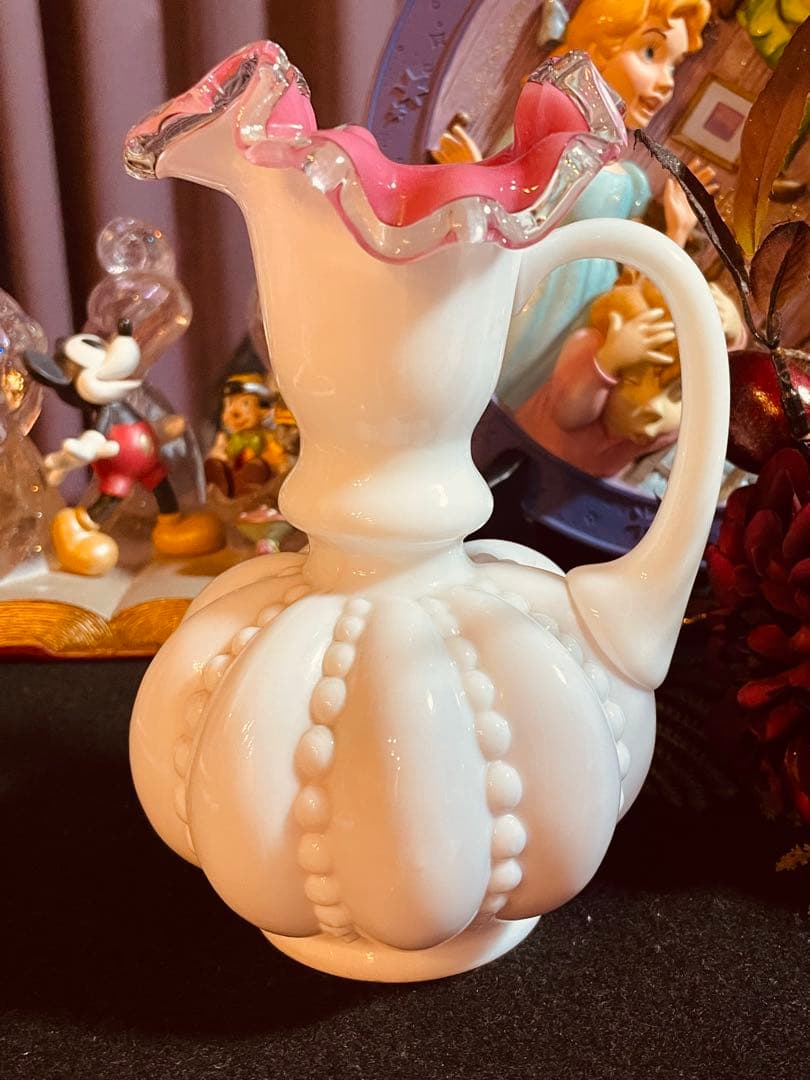 フェントン　ピーチクレスト　メロンシェイプ　フラワーベース　Fenton (大)