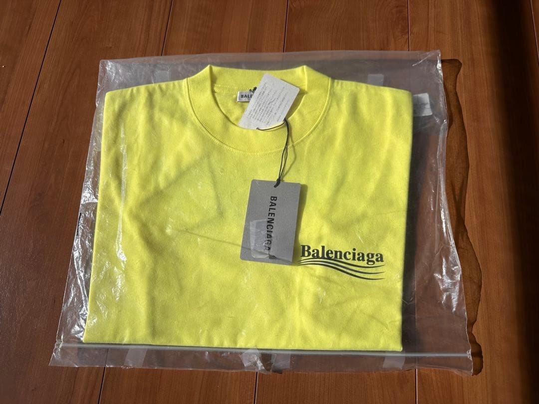 【新品未使用】BALENCIAGA ロゴTシャツ 蛍光イエロー M タグ付き
