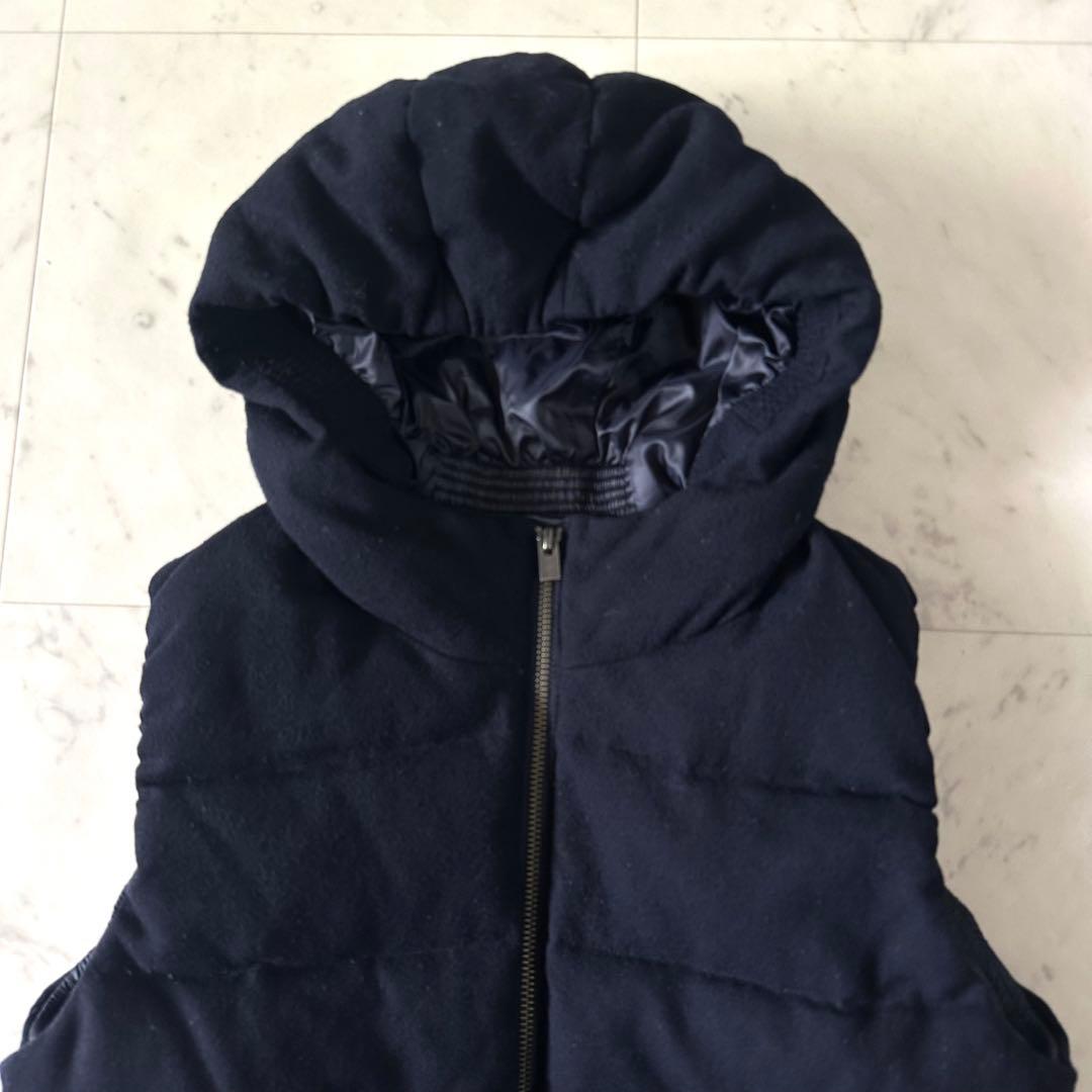 美品♪セオリーリュクス フード付き ダウンベスト ネイビー 濃紺 防寒 ウール