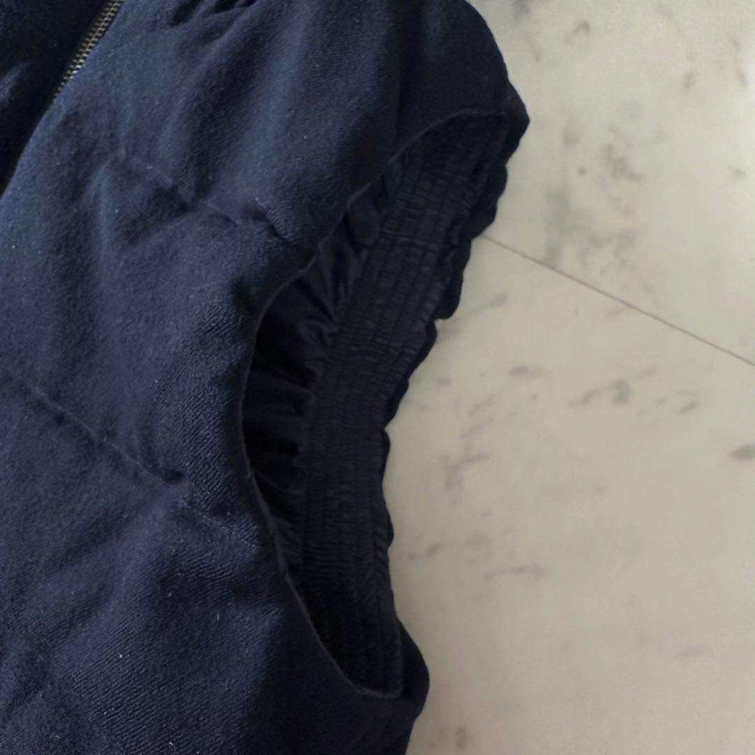美品♪セオリーリュクス フード付き ダウンベスト ネイビー 濃紺 防寒 ウール