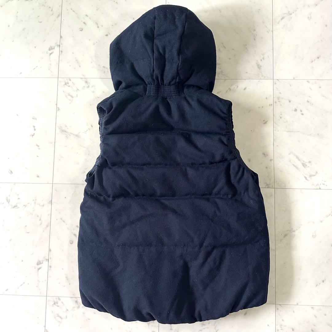 美品♪セオリーリュクス フード付き ダウンベスト ネイビー 濃紺 防寒 ウール