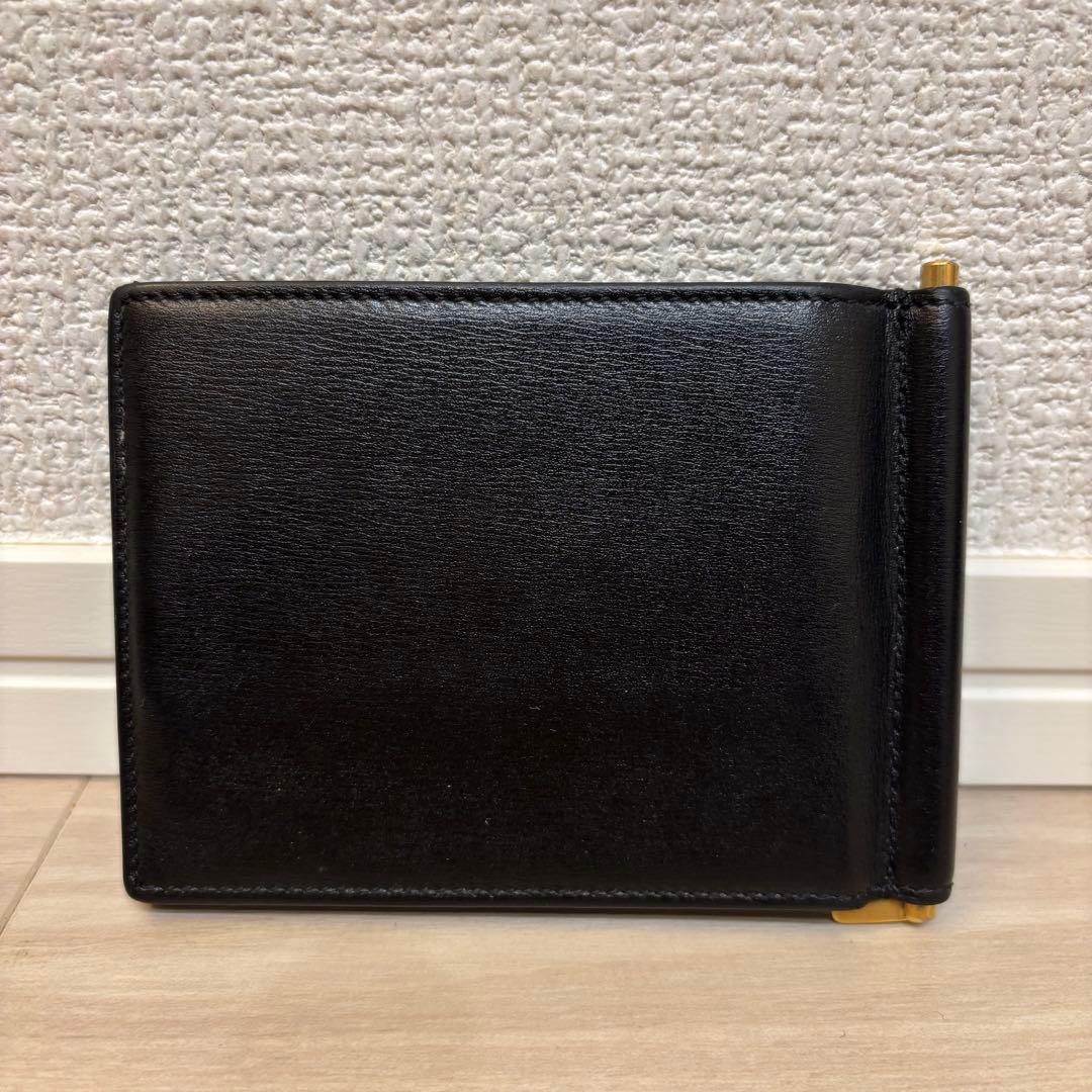 美品　サンローラン マネークリップ レザー ロゴ金具 カサンドラ ブラック