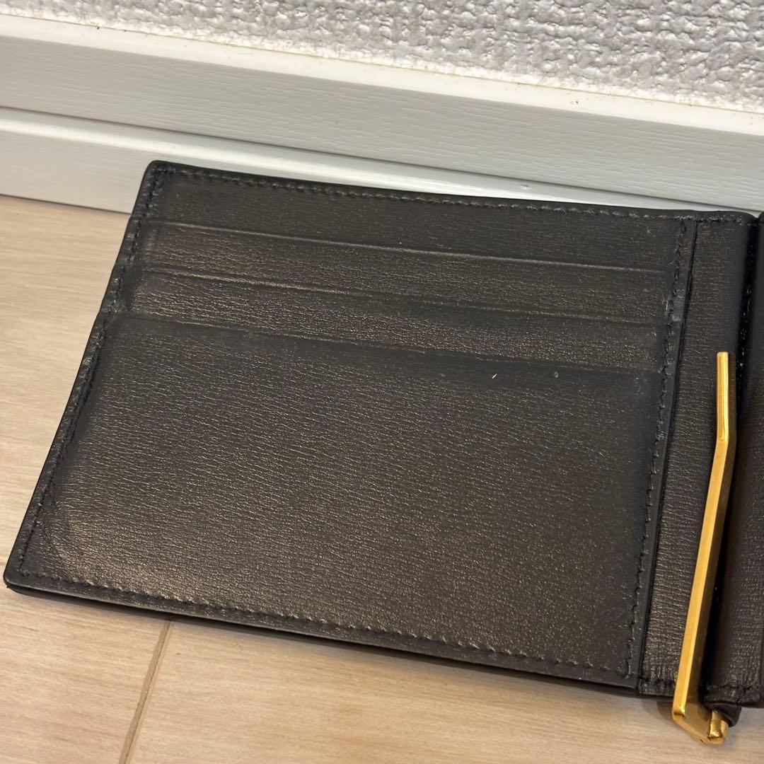 美品　サンローラン マネークリップ レザー ロゴ金具 カサンドラ ブラック