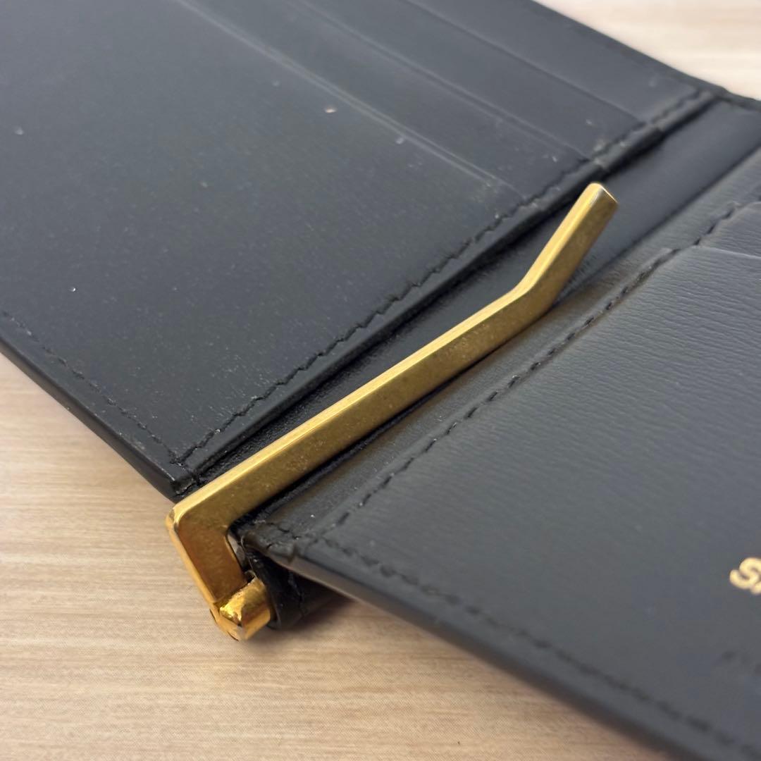 美品　サンローラン マネークリップ レザー ロゴ金具 カサンドラ ブラック