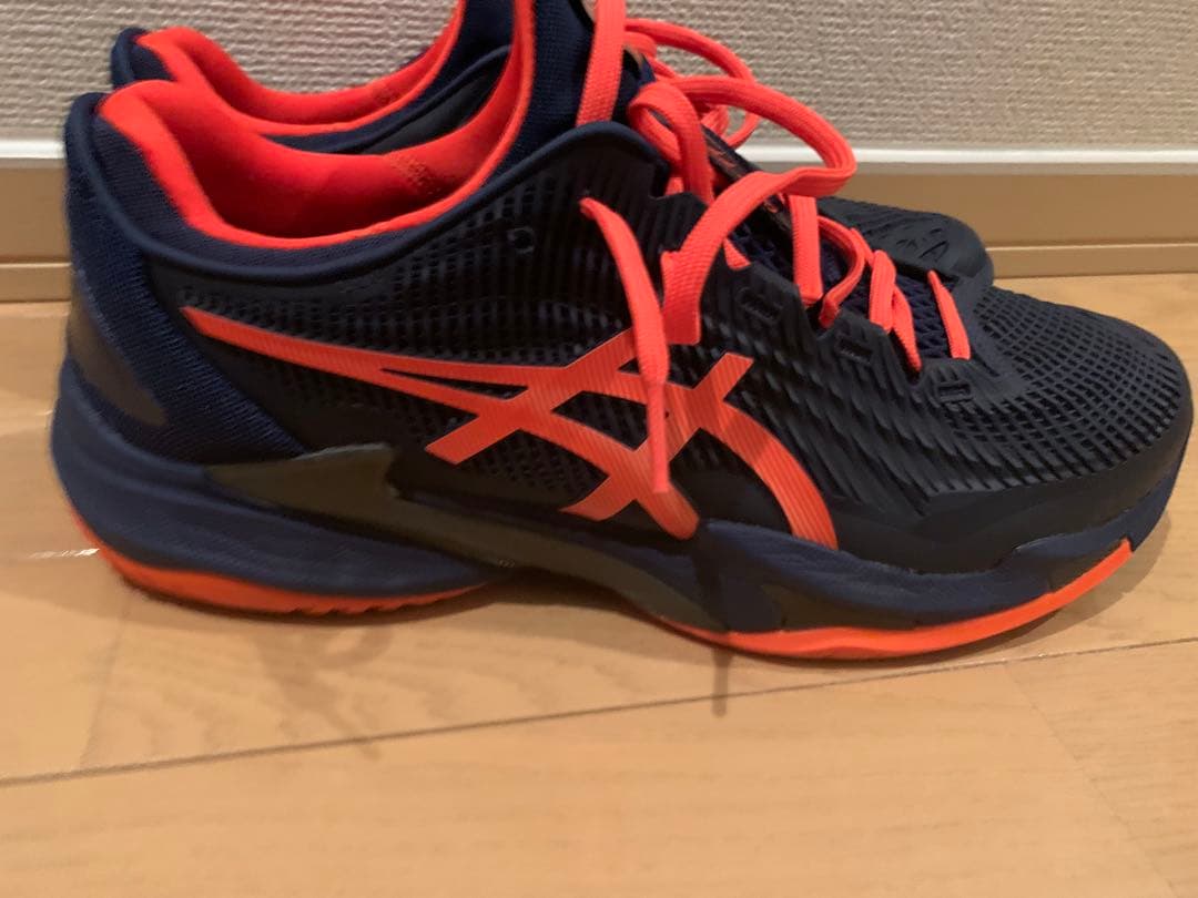 ASICS テニスシューズ ネイビー/オレンジ
