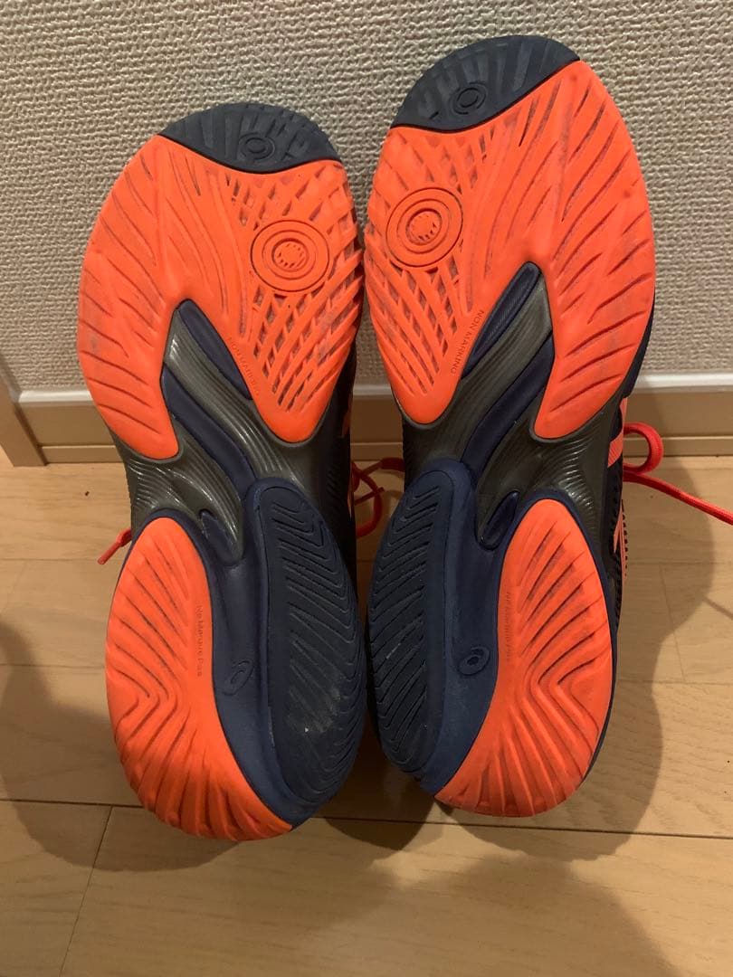 ASICS テニスシューズ ネイビー/オレンジ