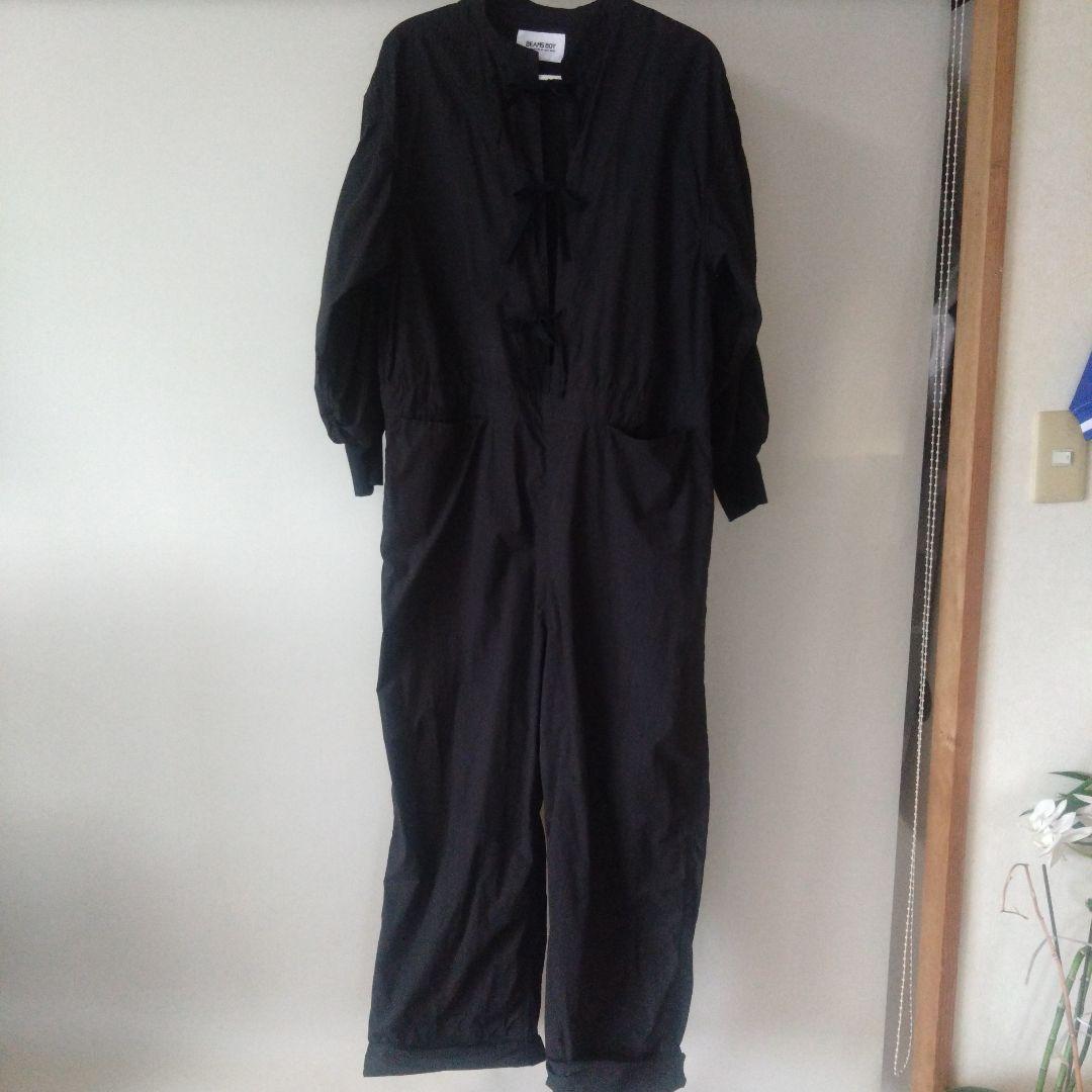 BEAMS黒いフロントリボンオールインワンつなぎタグ付き