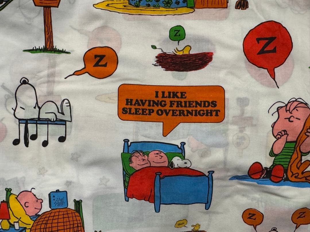 【美品】スヌーピーヴィンテージツインフラットシーツ/sleep柄/キズ無し