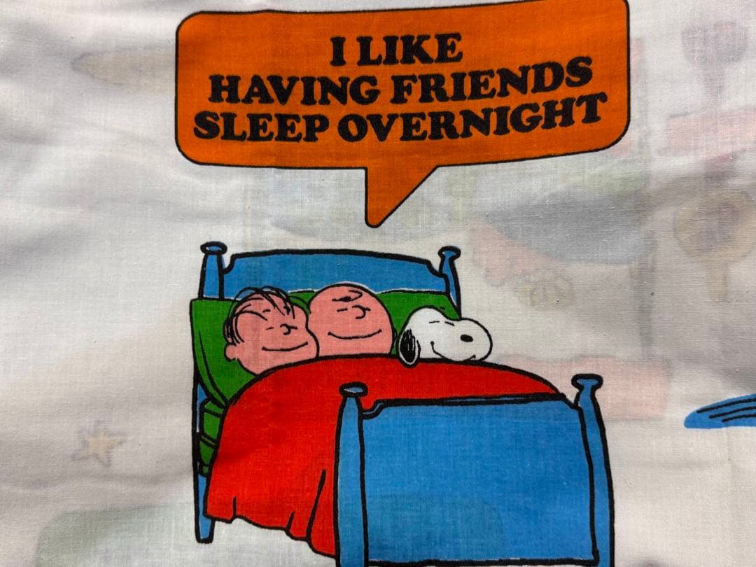 【美品】スヌーピーヴィンテージツインフラットシーツ/sleep柄/キズ無し