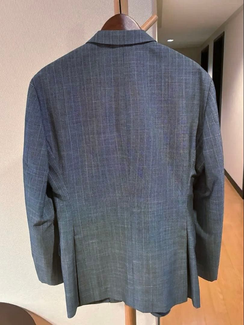 （UK高級生地モッズスーツ）グレー チェック柄 ビジネススーツジャケット