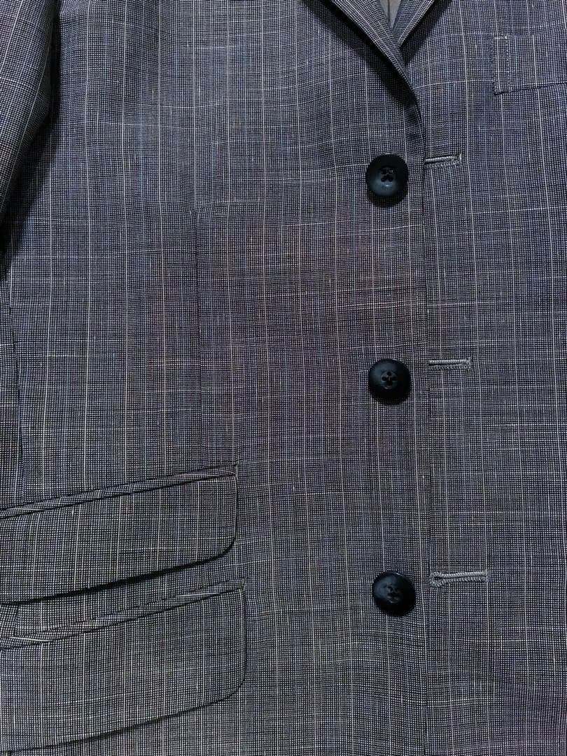 （UK高級生地モッズスーツ）グレー チェック柄 ビジネススーツジャケット