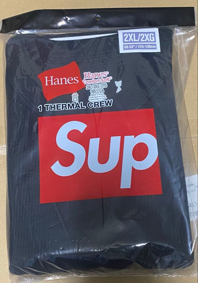 トップス Supreme Hanes Thermal Crew 1Pack Black