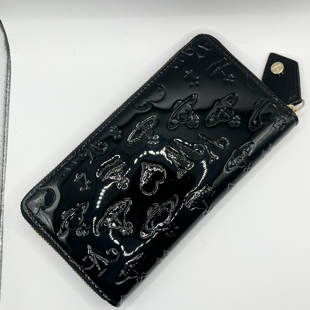 未使用 Vivienne Westwood 黒 長財布 エナメル 大人気 型押し