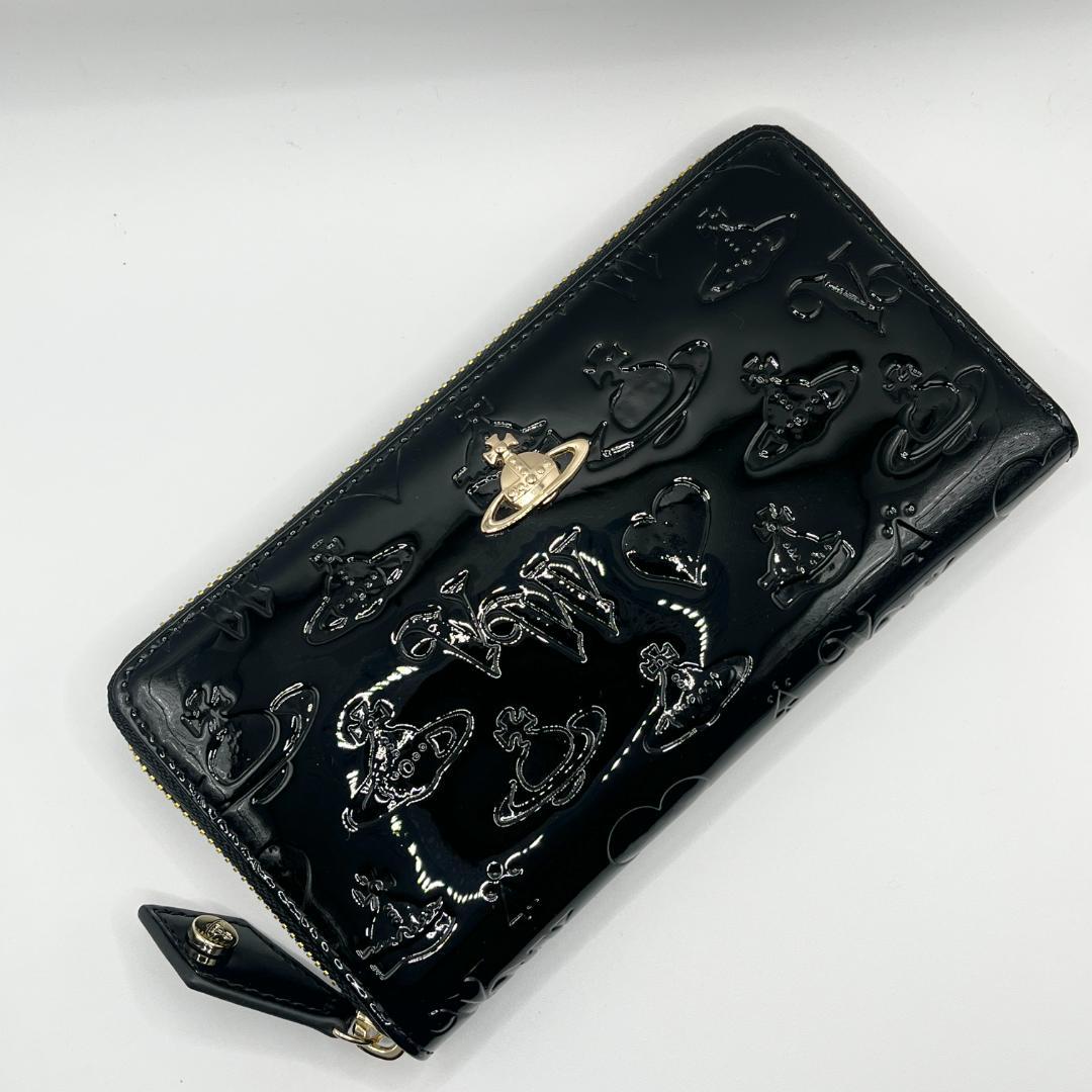 未使用 Vivienne Westwood 黒 長財布 エナメル 大人気 型押し