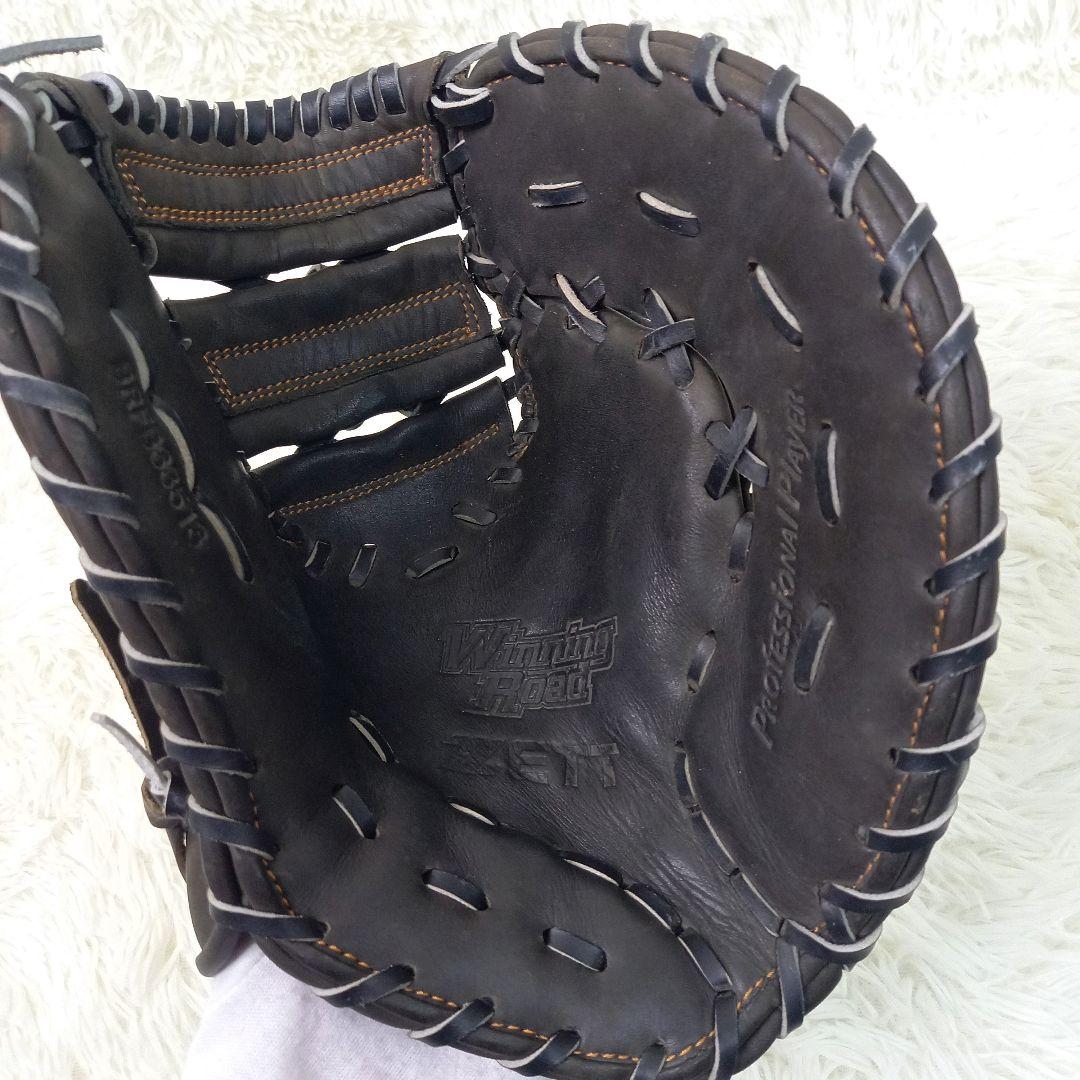 ZETT 一般軟式 右投げ ファーストミット ウイニングロード 大人用 ブラック