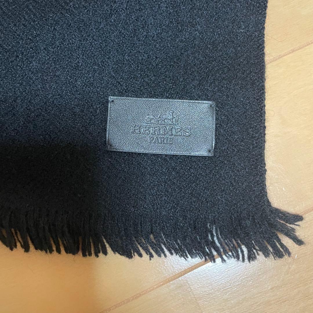 HERMES カシミヤ 50％ ヤク 50％ ブロックチェック マフラー