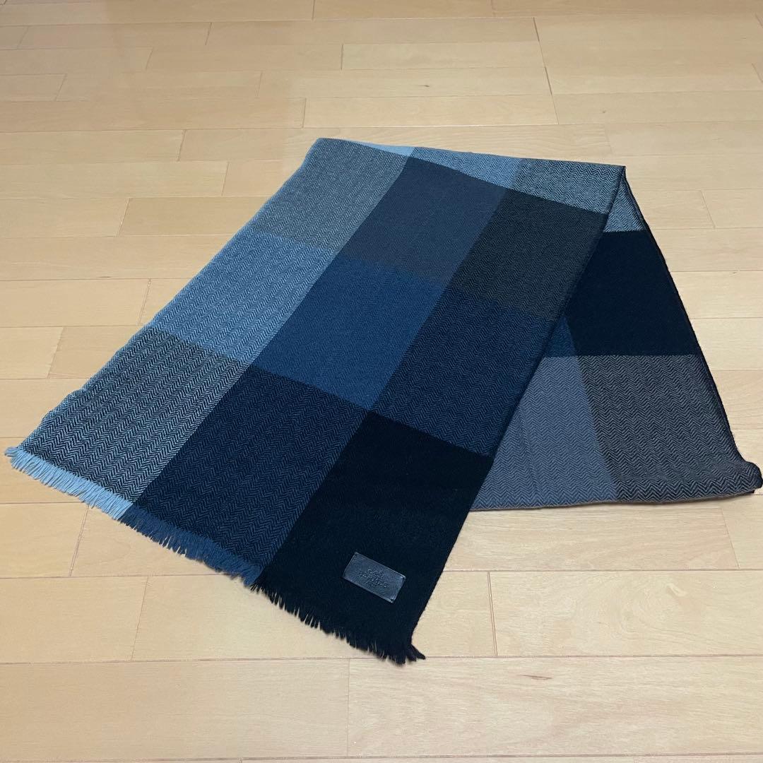 HERMES カシミヤ 50％ ヤク 50％ ブロックチェック マフラー